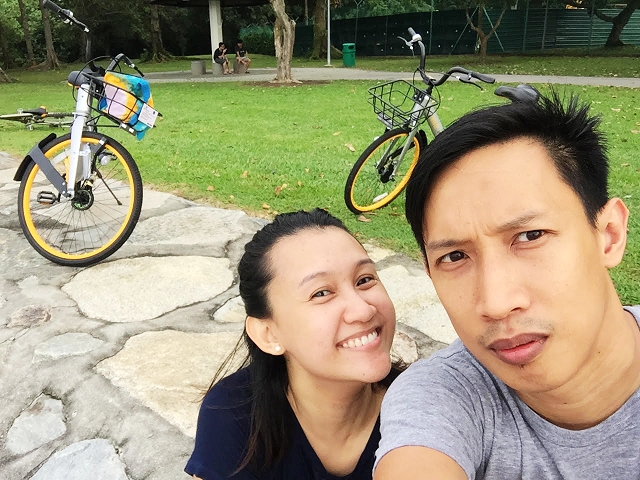 pasir ris park, singapore, obike, bike sharing platform, singapore, travel and lifestyle blog, selfie, break water
