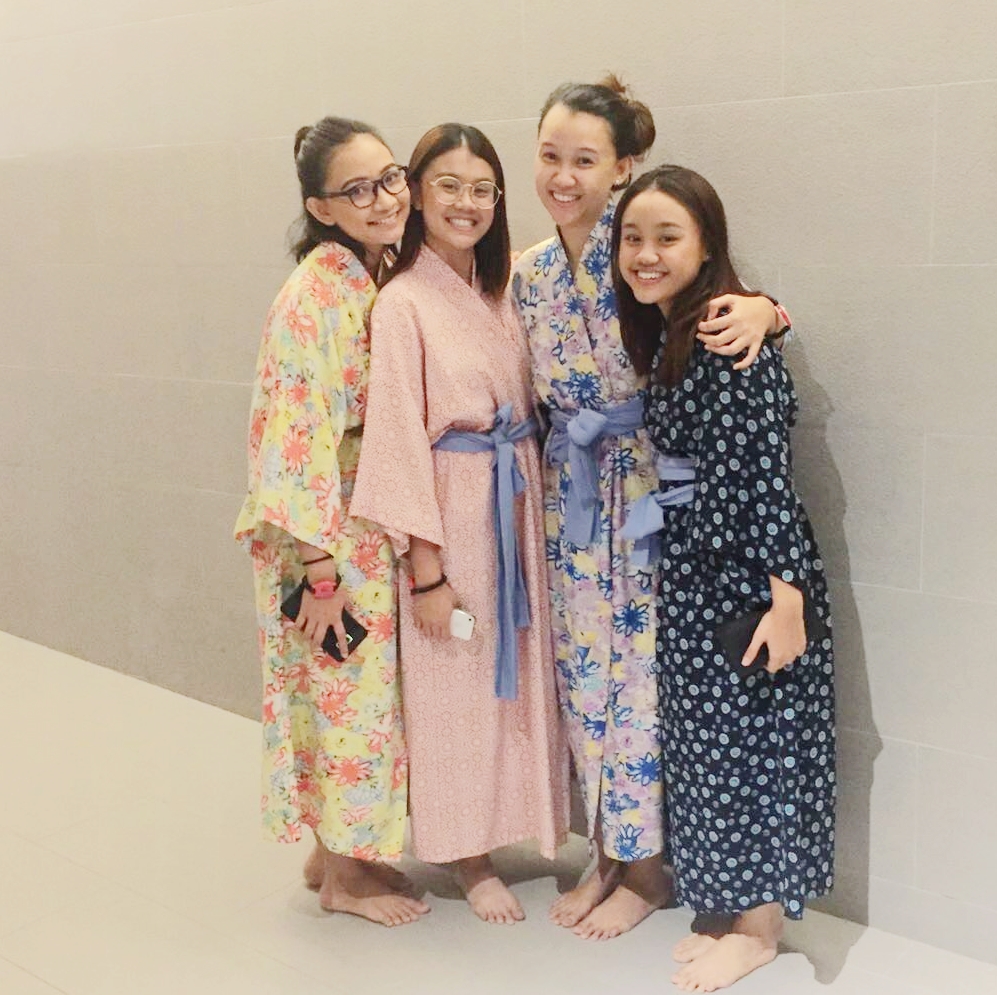 yunomori onsen and spa singapore, review of yunomori singapore, yukata singapore, girls, 