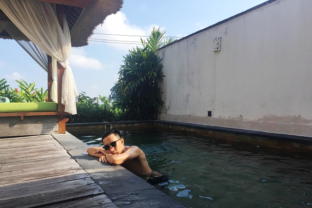 lounging by the pool, villa with private pool, alam puisi villa review