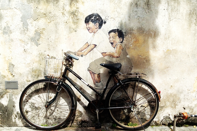Penang, Thai Visa Run, Street Art, Bicycle Penang Street Art, 
